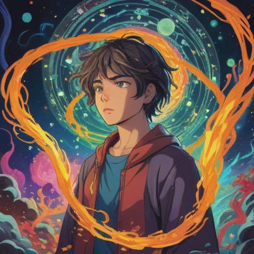 A thought-provoking illustration depicting a person surrounded by swirling energies and symbols representing guidance, vibrant aura, contemplative expression, soft light illuminating the scene, ethereal atmosphere, intuitive signs like feathers and coins floating, detailed background with a mystical forest, spirituality and career transition themes, 4k