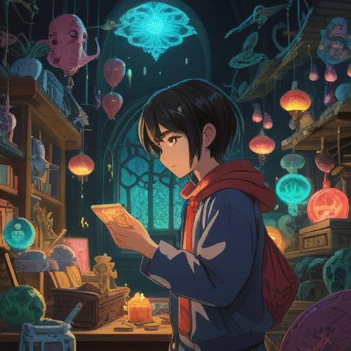 A vibrant illustration of a person discovering their spiritual lucky item, surrounded by glowing symbols of transformation, a serene atmosphere with soft light, depicting a new beginning and positive energy, encouraging vibe, detailed background with motivational elements, 4k