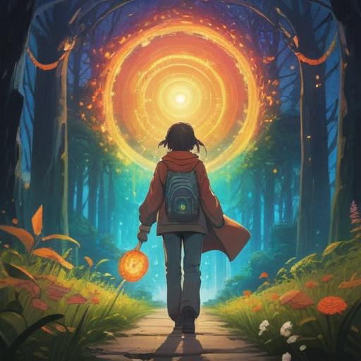 A spiritual illustration depicting the concept of career transitions, soft light illuminating a path, symbolic representations of growth and opportunity, ethereal elements like feathers or butterflies, vibrant colors to convey positivity, a person contemplating their future, surrounded by nature, 4k