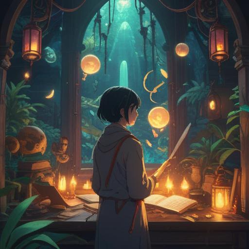 A mystical scene depicting a person receiving a job offer, surrounded by glowing spiritual symbols, ethereal light illuminating the environment, a calming aura, nature elements in the background, hints of intuition represented by butterflies, tranquil setting suggesting transformation, vibrant energy flowing around, engaging composition, 4k