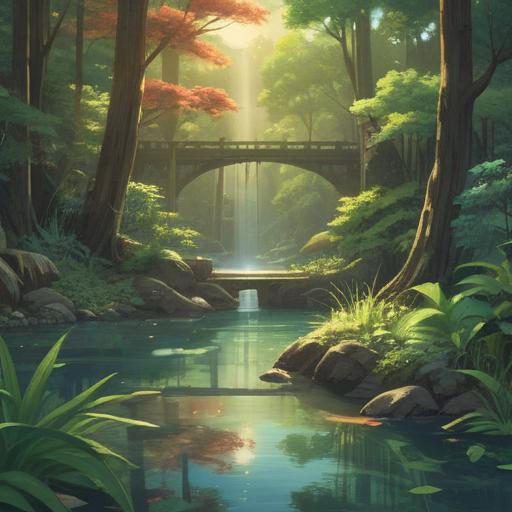 A serene landscape featuring pure natural springs, sparkling water reflecting sunlight, surrounded by lush greenery, tranquil atmosphere, spiritual symbols subtly incorporated, gentle flowing water, harmony with nature, calming energy, 4k