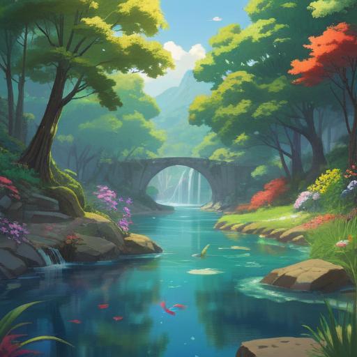A serene landscape featuring a pristine spring of natural water, surrounded by lush greenery and vibrant flowers, glowing softly under the warm sunlight, reflecting the essence of spiritual healing and positive energy, people meditating nearby, gentle ripples in the water representing tranquility and connection to nature, inviting atmosphere, 4k