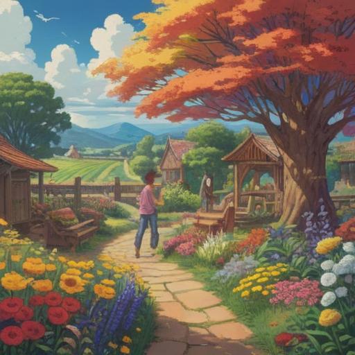 A warm and inviting scene of a natural gathering, friends sharing laughter and stories under a sunny sky, vibrant flowers surrounding them, genuine smiles, cozy atmosphere, communication and connection highlighted, interactions filled with joy, 4k