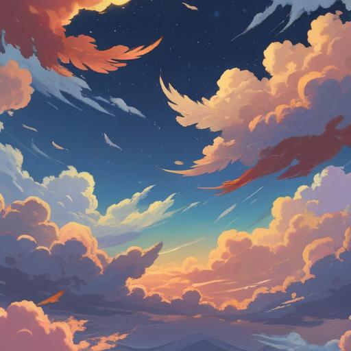 A serene and ethereal scene depicting angelic feather clouds, soft light illuminating the celestial realm, symbolic representation of spirituality and divinity, gentle hues of blue and white, a sense of peace and tranquility, floating clouds resembling angel wings, awe-inspiring sky landscape, luminous energy radiating, spiritual awakening, 4k