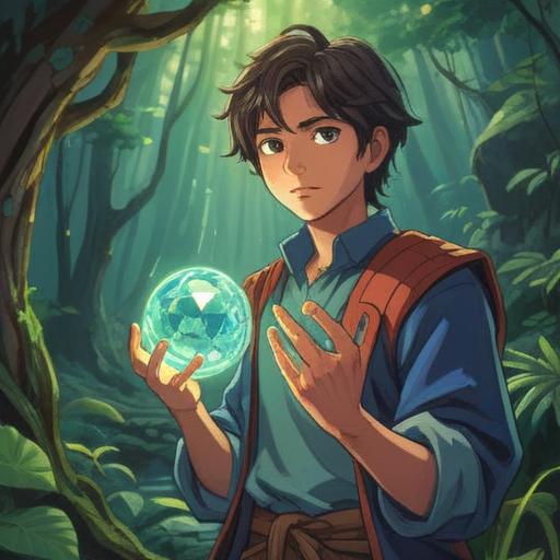A serene illustration of a person holding a glowing lucky stone in their hands, vibrant energy radiating from the stone, surrounded by nature, uplifting expressions on their face, sunlight filtering through the trees, a feeling of hope and positivity, detailed textures in the environment, tranquil atmosphere, 4k