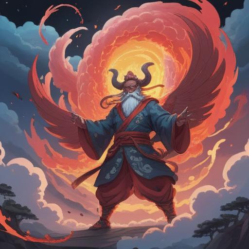 A mystical representation of tengu clouds, symbolizing spiritual insight and enlightenment, swirling shapes that evoke a sense of wonder, ethereal colors blending seamlessly, serene mountain landscape in the background, dynamic movement suggesting transformation and transcendence, a tranquil atmosphere inviting contemplation, 4k