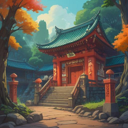 A serene scene depicting a lucky item found after visiting Amakumiya shrine, vibrant colors, intricate details on the lucky item, soft sunlight filtering through trees, serene atmosphere, traditional Japanese elements, hints of fortune, harmonious composition, 4k