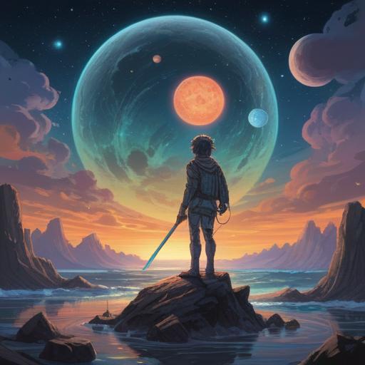 A cosmic scene depicting the spiritual significance of Uranus in occult practices, a celestial alignment featuring Uranus overshadowing the Sun and Moon, ethereal energies swirling around, vibrant colors representing intuition and revelation, a serene landscape under a starry sky, mystical symbols incorporated, an aura of transformation and enlightenment, 4k