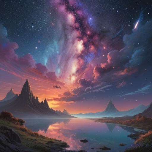 A mystical depiction of the Milky Way galaxy, shimmering stars, ethereal colors, cosmic energy flow, spiritual connection to the universe, glowing celestial bodies, deep space exploration, a sense of wonder and tranquility, 4k