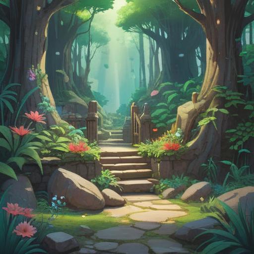 A serene illustration of natural stones, calming colors, gentle light, stones radiating healing energy, tranquil environment, lush greenery surrounding the stones, harmonious atmosphere, symbolizing emotional balance, 4k