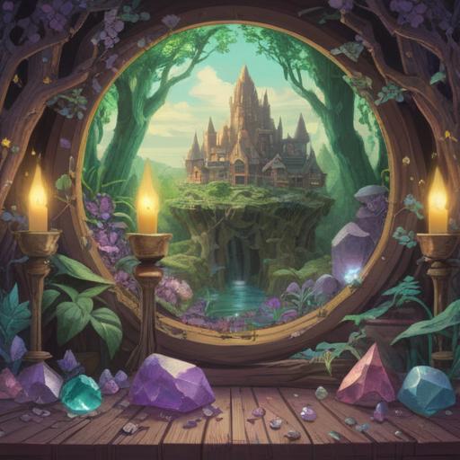 A serene illustration of natural gemstones, showcasing various types of crystals like amethyst, quartz, and jade, arranged harmoniously on a wooden table, warm sunlight filtering through a nearby window, gentle shadows, calming atmosphere, subtle sparkle of the stones, soft textiles in the background, tranquil space, 4k