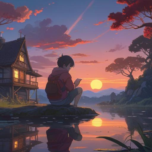 A serene moment of reflection, a person contemplating under a twilight sky, ethereal light surrounding them, a smartphone buzzing with a message, symbols of hope and renewal in the air, gentle breezes rustling leaves, a sense of peace and clarity, soft moonlight casting shadows, 4k