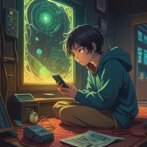 A mysterious scene depicting a person contemplating giving up, a glowing number 7 appearing in the background, a phone buzzing with a notification, atmospheric lighting, a hint of hope in the air, emotional expressions, symbolic elements representing luck, 4k