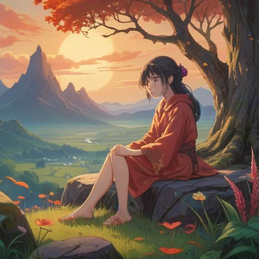 A serene illustration depicting a figure sitting in a tranquil landscape, surrounded by soft light and ethereal elements, representing the essence of surrender and acceptance, gentle waves in the background symbolizing the flow of life, a sense of peace and release, soft color palette, minimalistic details, 4k