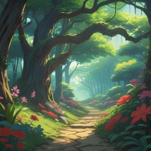 A serene garden scene after pruning trees, vibrant greenery, fresh air, inviting sunlight filtering through branches, symbolizing positive energy, revitalized space, harmonious nature, tranquil atmosphere, elements of renewal and good fortune, 4k