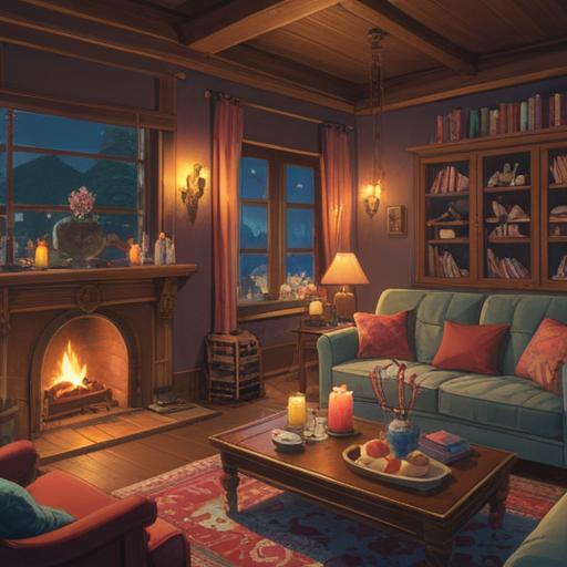 A moment captured in time, a cozy living room illuminated by the soft glow of candles, scattered lucky charms, a small fortune cookie lying open, laughter from family members, surprised expressions, warm and inviting atmosphere, gently flickering candlelight, detailed interior design, 4k