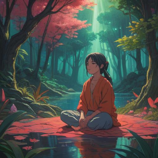 A serene and uplifting scene depicting the concept of spiritual awakening through low blood sugar, ethereal light illuminating a person meditating in nature, surrounded by vibrant flowers and gentle flowing water, conveying a sense of harmony and balance, signs of nature symbolizing renewal and clarity, tranquil atmosphere, soft colors, spiritual energy, 4k