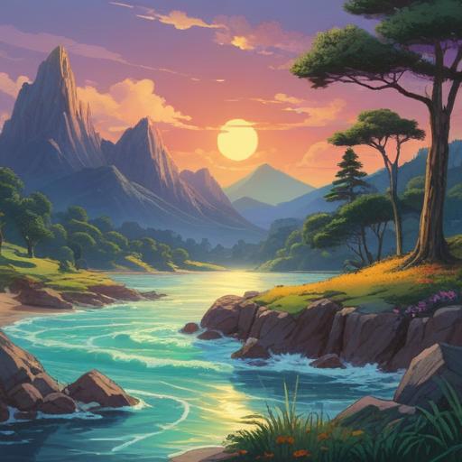 A serene landscape representing the spiritual meaning of low sounds and tinnitus, peaceful environment, gentle waves in the background, soft golden light filtering through trees, ethereal mist enveloping the scene, meditative ambiance, abstract representations of sound waves, calming colors, tranquil nature elements, 4k