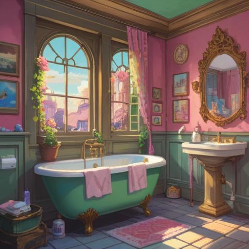 A serene and organized bathroom scene, featuring a neatly arranged nail care station, soft sunlight filtering through a window, vibrant nail polishes, a bottle of nail oil, elegant tools for nail maintenance, a calm atmosphere promoting self-care, gentle pastel colors, inviting and warm vibe, clear focus on healthy nails and simple daily routine, 4k