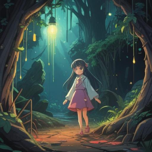 A serene and mystical scene depicting broken nails as a symbol of spiritual growth, gentle light illuminating the shards of nails on a lush forest floor, a wise spirit guide hovering above, vibrant greenery and soft flowers surrounding the area, an aura of positive energy enveloping the scene, harmonious colors blending together, 4k