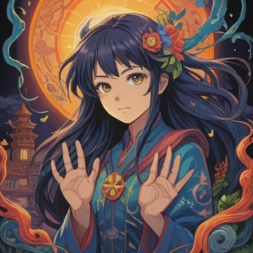 A mystical illustration depicting the spiritual significance of nail growth speed, vibrant colors, intricate patterns symbolizing energy flow, serene atmosphere, detailed imagery of nature intertwined with human elements, soft glowing light, 4k