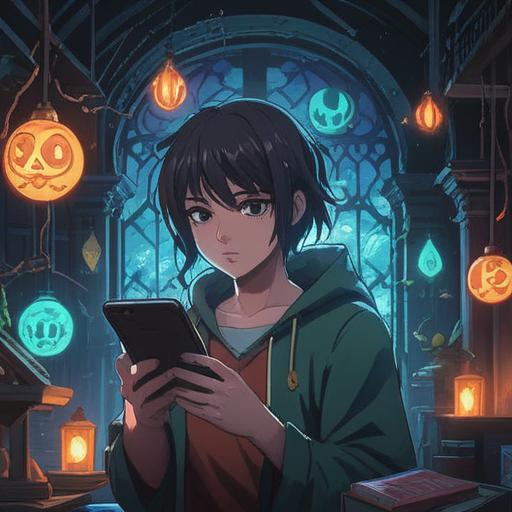 A mysterious and ethereal scene depicting a person receiving an unusual message on their phone, surrounded by glowing symbols and spiritual icons, a tranquil aura, soft light illuminating the face, a sense of curiosity and caution in the atmosphere, dreamy landscape in the background, conveying a feeling of connection to the unseen, 4k