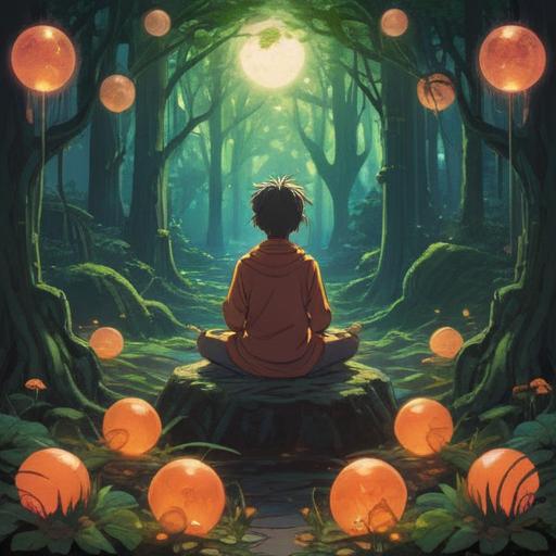 A mystical scene depicting the enhancement of intuition, a serene environment filled with glowing orbs of light, a wise figure meditating amidst nature, ethereal energy radiating from the surroundings, soft colors blending harmoniously, intricate details of trees and flowing water, a peaceful atmosphere, suggesting spiritual growth and enlightenment, 4k