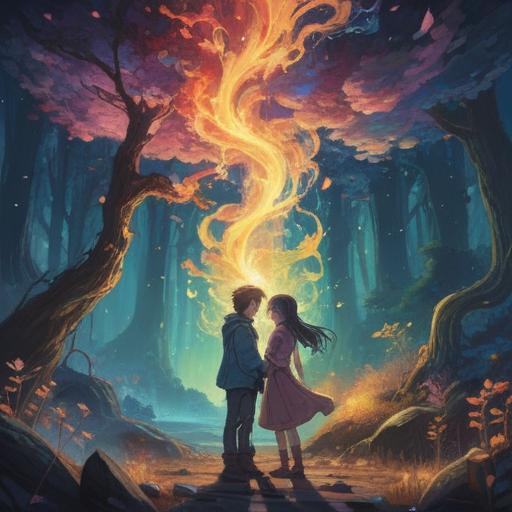 A spiritual representation of intuition and love, ethereal atmosphere, two figures intertwined in a divine embrace, glowing energy connecting their hearts, serene background with soft light, symbolic elements reflecting intuition, dreamlike colors, balance between emotions and spirituality, harmonious composition, 4k