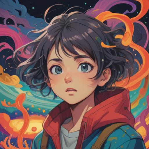 A surreal depiction of a person experiencing a moment of confusion, surrounded by swirling colors and abstract shapes symbolizing intuition, eyes closed in contemplation, ethereal light illuminating the scene, reflecting a sense of inner struggle and enlightenment, cosmic elements in the background, mystic atmosphere, thought-provoking imagery, 4k