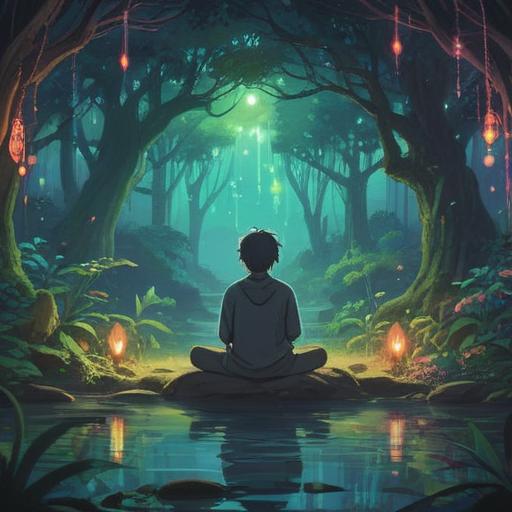 A serene and mystical scene, featuring a person meditating in nature, surrounded by ethereal lights, symbols of intuition and guidance, a tranquil forest setting, soft rays of sunlight filtering through the trees, a gentle breeze rustling the leaves, vibrant colors representing positive energy, spiritual signs manifested as glowing orbs, harmonious atmosphere, deep connection with the universe, 4k