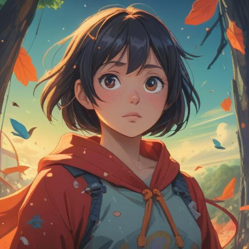 A spiritual interpretation of bird droppings falling on clothing, symbolic meaning of luck and cleansing, vibrant nature in the background, soft sunlight filtering through trees, reflective expression on a person’s face, serene and contemplative atmosphere, intricate details in the clothing and environment, 4k