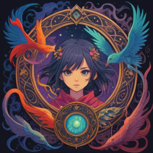 A spiritual amulet designed to enhance well-being after witnessing two birds, intricate patterns symbolizing protection and positivity, vibrant colors representing energy and harmony, a serene background featuring nature and tranquility, mystical elements such as light or aura surrounding the amulet, detailed craftsmanship, 4k