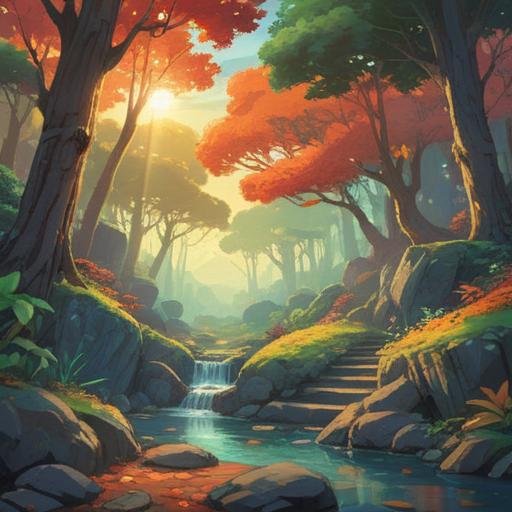 A captivating illustration of a lucky stone designed to alleviate persistent coughs, vibrant natural setting, soft sunlight filtering through leaves, the stone glowing gently, surrounded by herbs known for soothing respiratory issues, a sense of calm and healing, detailed textures on the stone, inviting atmosphere, 4k