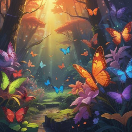A serene and enchanting scene of colorful butterflies gathering around a luminous, ethereal light, surrounded by gentle swirling mist, invoking a sense of spirituality and transformation, lush greenery in the background, soft pastel colors, harmonious atmosphere, depicting a connection between nature and the spiritual realm, 4k