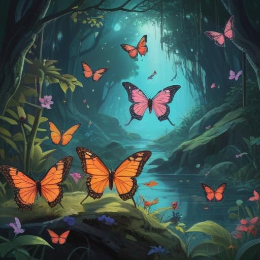 A serene nature scene featuring colorful butterflies and dragonflies, spiritual symbolism, ethereal light, harmony and balance in the environment, intricate details on the wings, lush greenery in the background, calm and peaceful atmosphere, conveying a sense of mindfulness and spiritual awareness, 4k