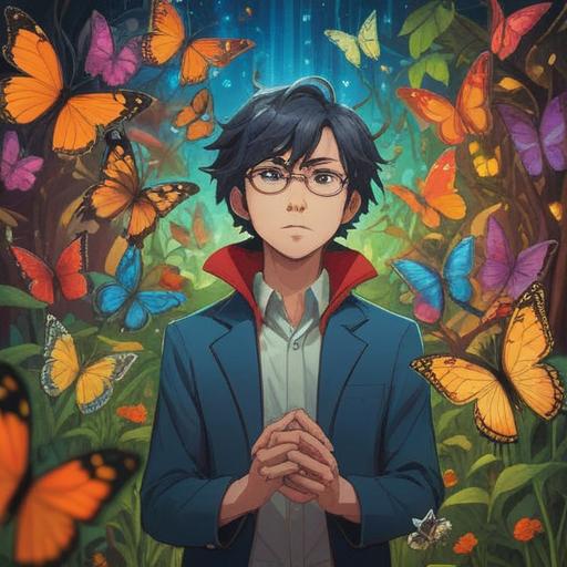 A spiritual illustration of butterflies and swallowtails, vibrant colors, symbolic representation of transformation and good omens, serene natural setting with blooming flowers, harmonious atmosphere, ethereal glow, intricate details of butterfly wings, 4k