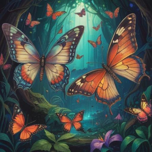 A spiritual scene featuring two butterflies, vibrant colors, symbolic representation of transformation and rebirth, harmonious composition, ethereal glow surrounding the butterflies, gentle nature background, serene atmosphere, connection to the universe, 4k