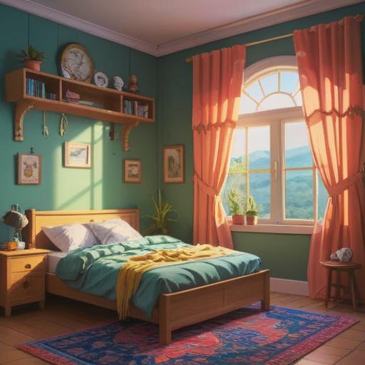 A serene bedroom scene, soft morning light filtering through the curtains, an alarm clock showing a late hour, a peaceful yet concerned expression on a person's face, spiritual symbols softly glowing in the air, gentle reminders of intuition, calmness surrounding the space, hints of nature seen through the window, 4k