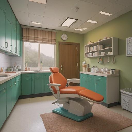 A serene dental office setting, a patient in a dentist's chair, a dentist carefully working, soft lighting creating a calming atmosphere, subtle spiritual symbols in the background, such as chakras or auras, gentle reminders of mindfulness, focus on oral health and healing, emotional well-being, a sense of tranquility, 4k
