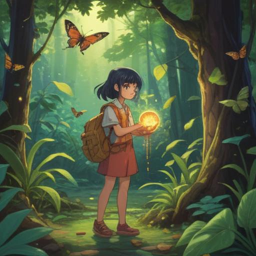 A serene scene depicting a person holding a cleansing lucky charm after accidentally stepping on an insect, gentle sunlight filtering through leaves, a soft breeze rustling the grass, tranquil facial expression, vibrant greenery surrounding, symbolic elements for purification, peaceful atmosphere, 4k