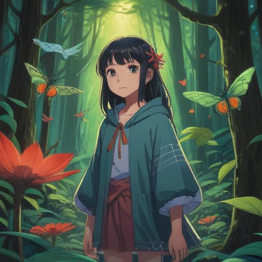 A mystical illustration depicting a person in a serene forest setting, surrounded by ethereal light, symbols of transformation, subtle hints of insects nearby, an aura of awareness and intuition, spiritual energies emanating, lush greenery, soft sunlight filtering through the trees, 4k