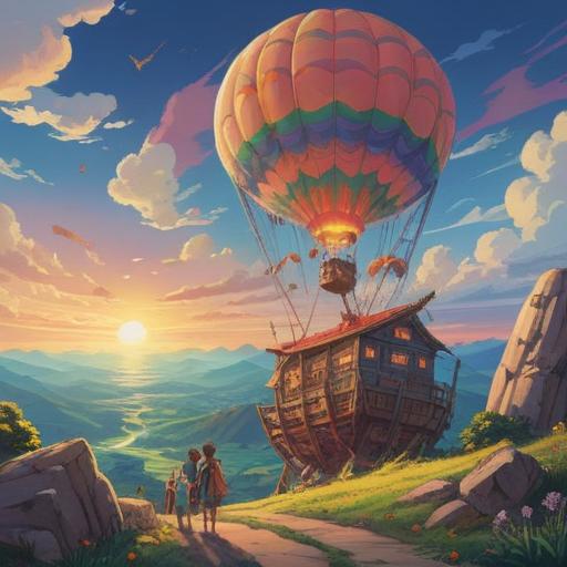 A charming illustration of a lucky item that symbolizes friendship, vibrant and colorful scene, friends exchanging the luck item under a sunny sky, happy expressions, nature surrounding them with blooming flowers and green trees, warm and inviting atmosphere, detailed textures, cheerful bond, 4k