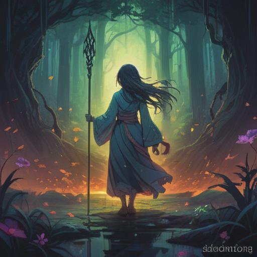 A mystical illustration symbolizing the spiritual meaning of exclusion, ethereal atmosphere, a shadowy figure standing apart from a vibrant group, deep introspective expression, contrasting colors representing isolation and connection, surreal background with floating spiritual symbols, emotional depth, 4k