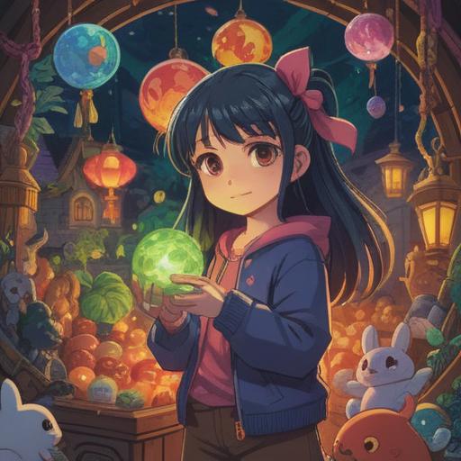 A soothing illustration of a lucky charm, vibrant colors, whimsical design, an adorable character holding a comforting object, surrounded by friends enjoying a sunny day, emphasizing feelings of belonging and warmth, a serene garden background, inviting atmosphere, soft light, 4k