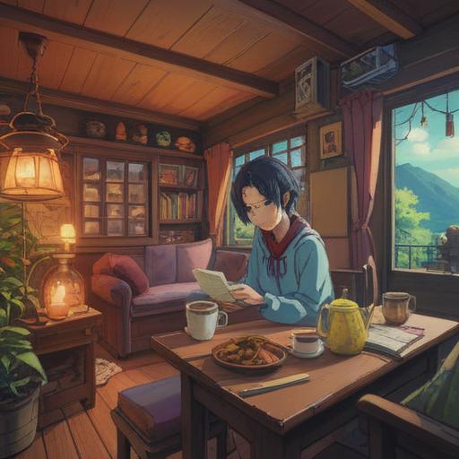 A serene scene depicting small daily rituals for rejuvenating inner warmth, a cozy corner with a steaming cup of tea, a journal filled with handwritten notes, gentle sunlight streaming through a window, calming plants surrounding the space, an open book inviting relaxation, soft textures, a sense of tranquility and self-care, 4k