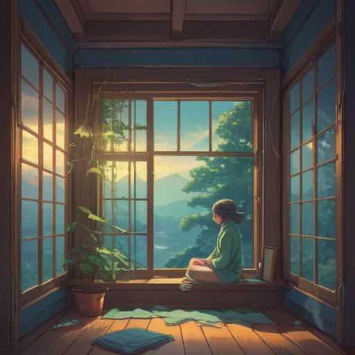 A serene and ethereal scene, a person meditating in a tranquil space, soft light filtering through a window, dreamlike atmosphere, symbolism of awakening, gentle colors, elements of nature like plants and crystals, spiritual motifs, peaceful expression, 4k