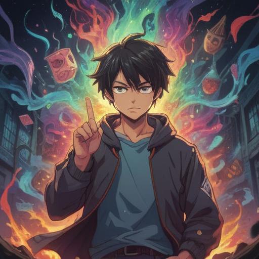 A mystical, thought-provoking scene, a hand with a prominently raised middle finger, surrounded by swirling energy, symbols of spiritual awakening, subtle aura colors, visuals of protection and caution, serene background with ethereal light, deep connection to the universe, 4k