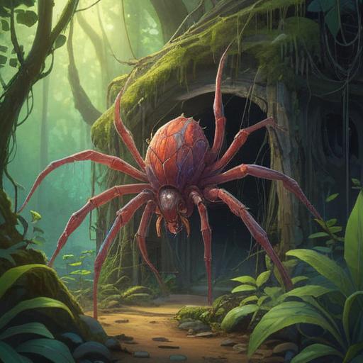 A mystical illustration depicting a spider's shed exoskeleton, surrounded by nature, soft ethereal light, symbolizing transformation and spiritual awakening, intricate details on the exoskeleton, lush greenery in the background, serene atmosphere, magic and symbolism in the scene, 4k