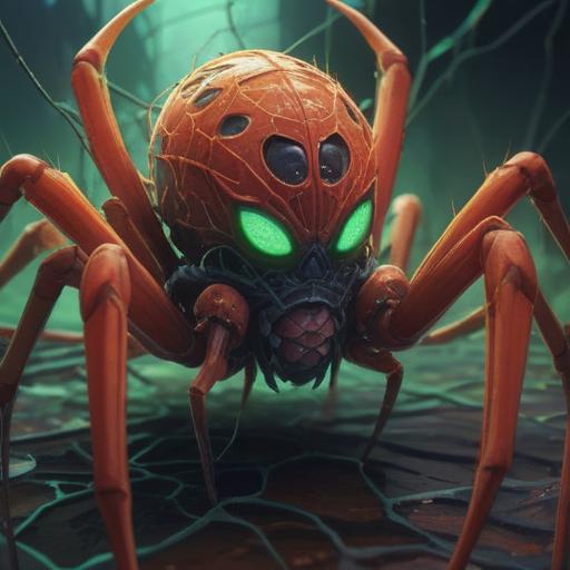 A close-up of a spider's exoskeleton, intricately detailed, showcasing its texture and patterns, a faint glowing message etched on its surface, surrounded by a soft natural environment, hints of sunlight filtering through leaves, evoking a sense of mystery and transformation, 4k