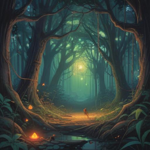 A mystical scene of a spider weaving a web in a dimly lit forest, ethereal glow illuminating the web, symbolizing the connection between life and death, spiritual essence surrounding the spider, delicate details emphasizing the intricate web patterns, shadows creating a sense of depth, tranquil yet eerie atmosphere, nature elements incorporated, 4k